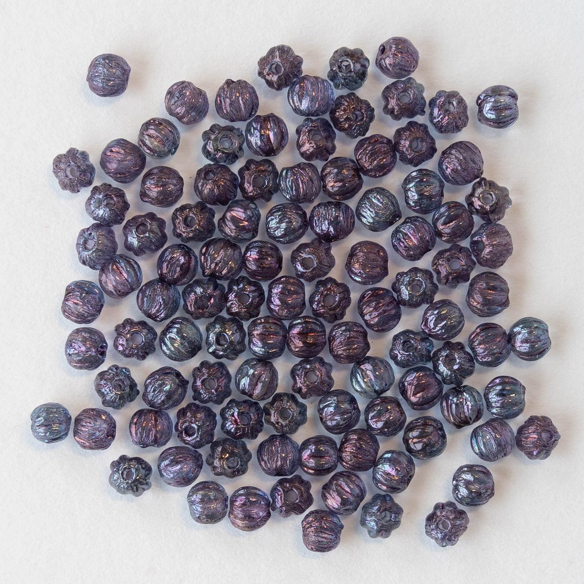 3mm Melon Beads - Denim Blue Luster - 100 Beads – funkyprettybeads