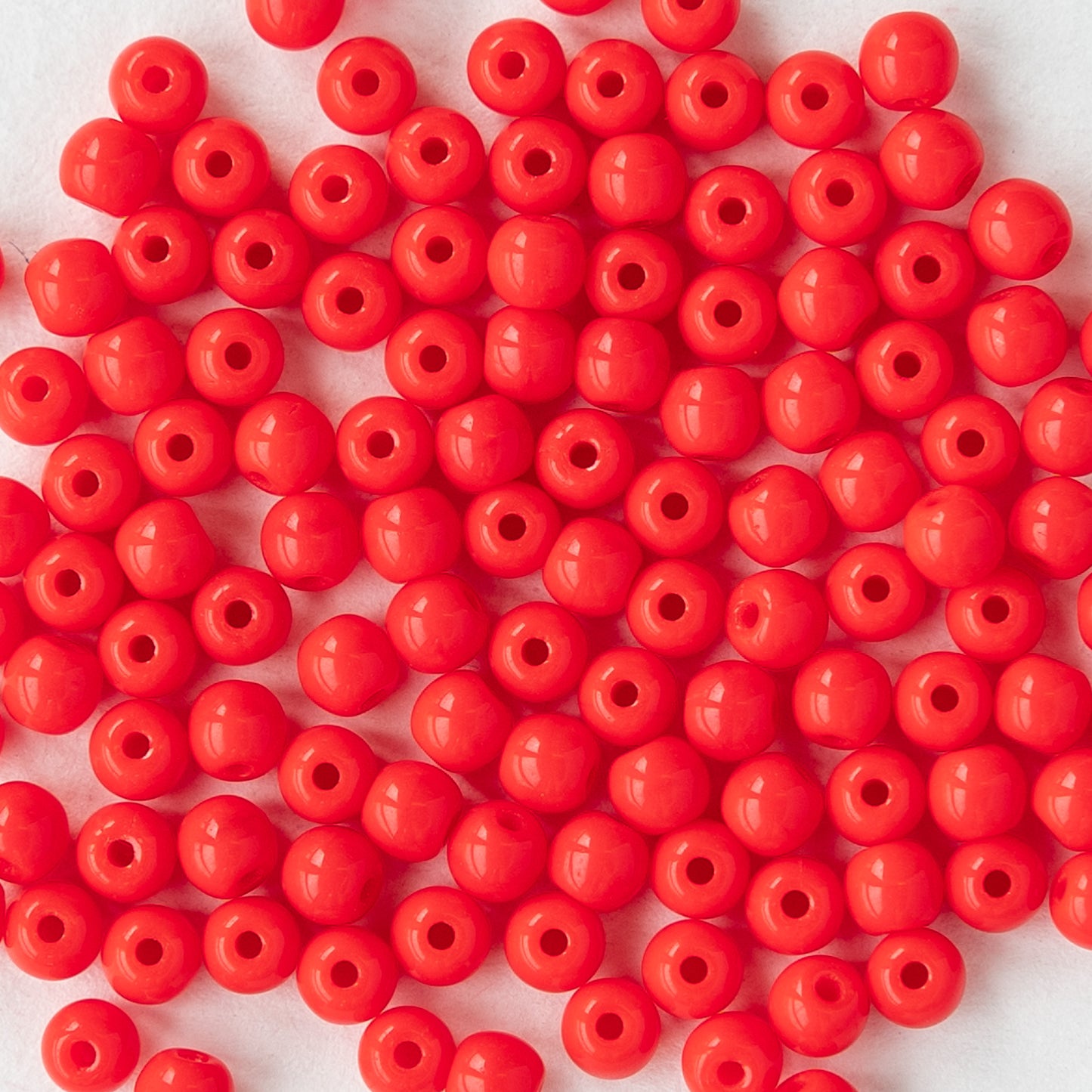 3mm Round Glass Beads - Opaque Red - 120 Beads
