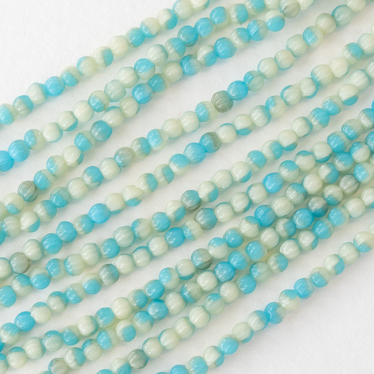 3mm Melon Beads - Denim Blue Luster - 100 Beads – funkyprettybeads