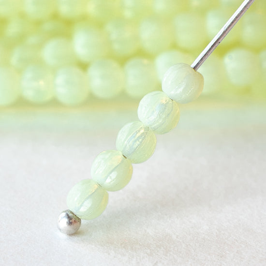 3mm Melon Beads - Milky Jonquil Opaline - 100 Beads