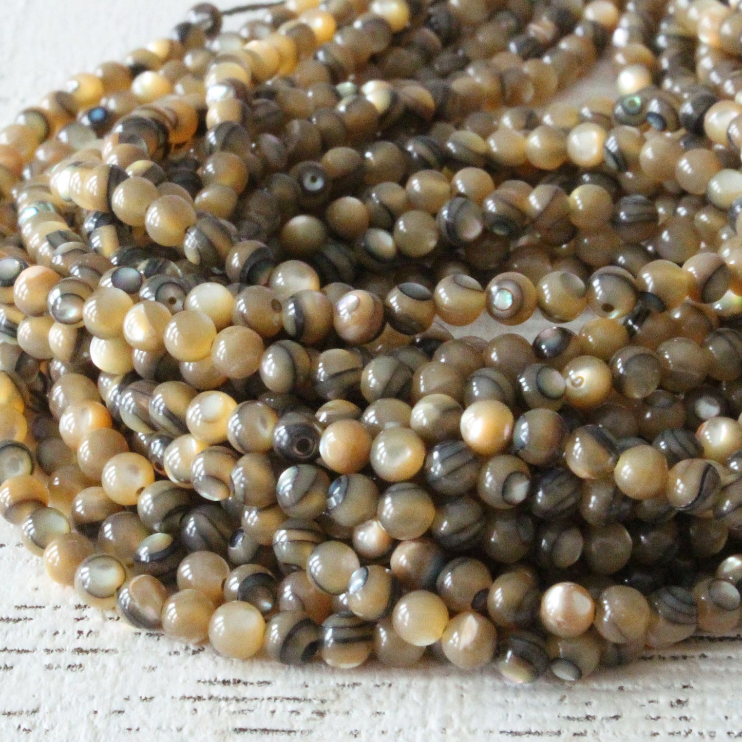 3mm Round Abalone Beads - 8 inches
