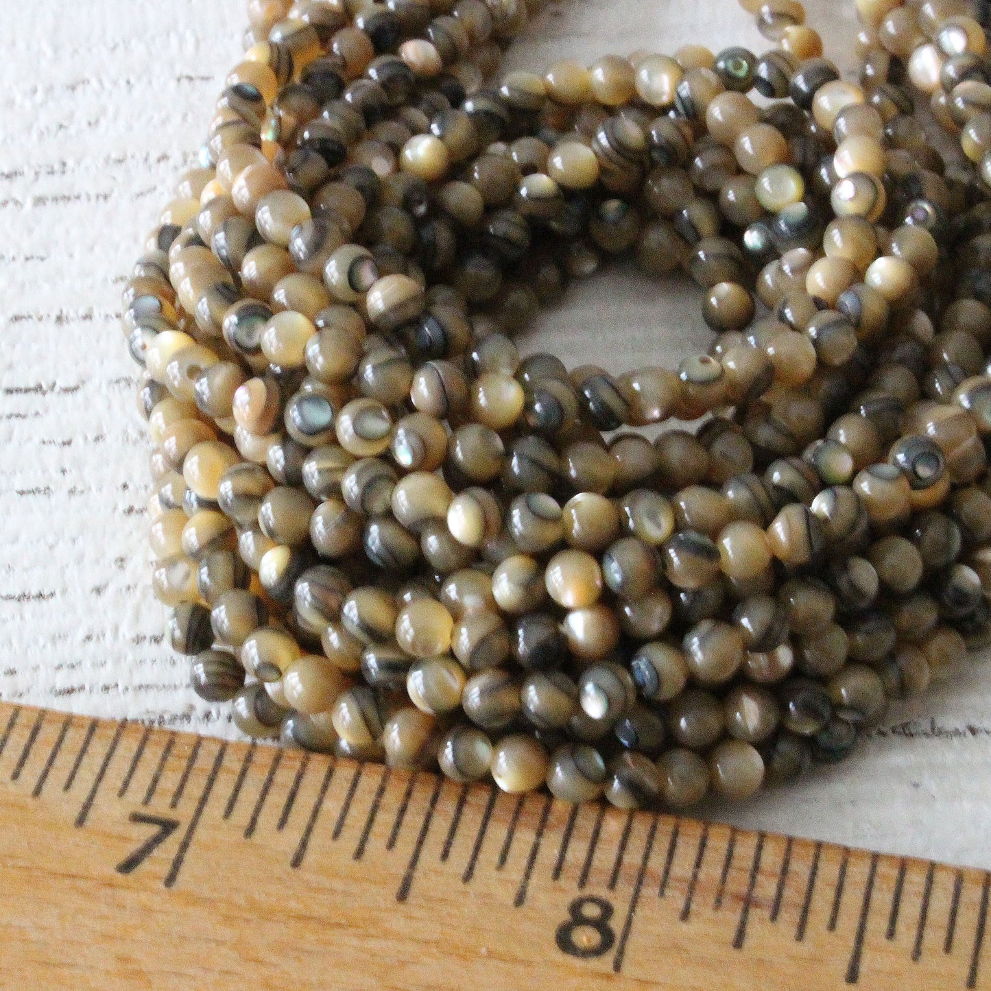 3mm Round Abalone Beads - 8 inches