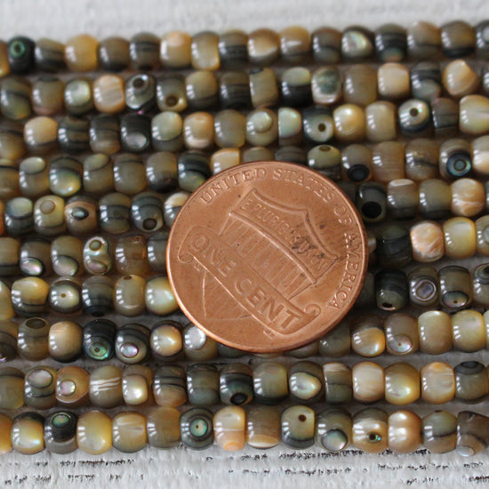 3x4mm Abalone Rondelle Beads - 8 Inches