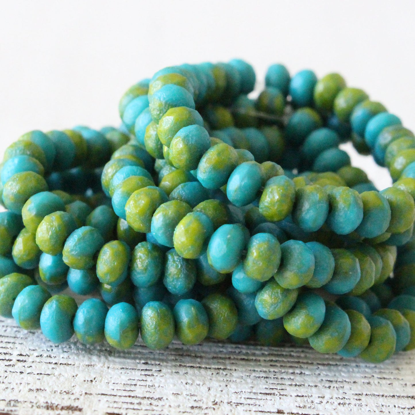 3x5mm Rondelle Beads - Matte Turquoise Aqua - 30 Beads