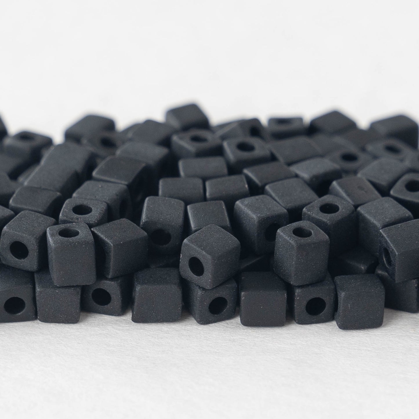 4mm Miyuki Cube Beads - Black Matte - 20 or 60 grams