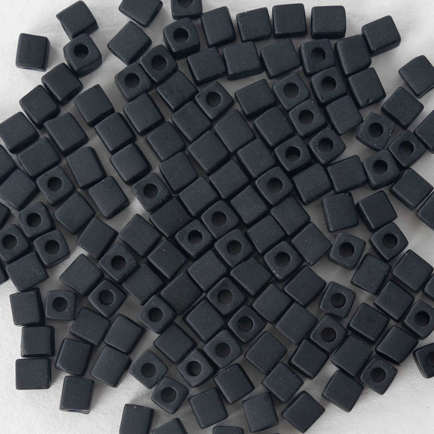 4mm Miyuki Cube Beads - Black Matte - 20 or 60 grams