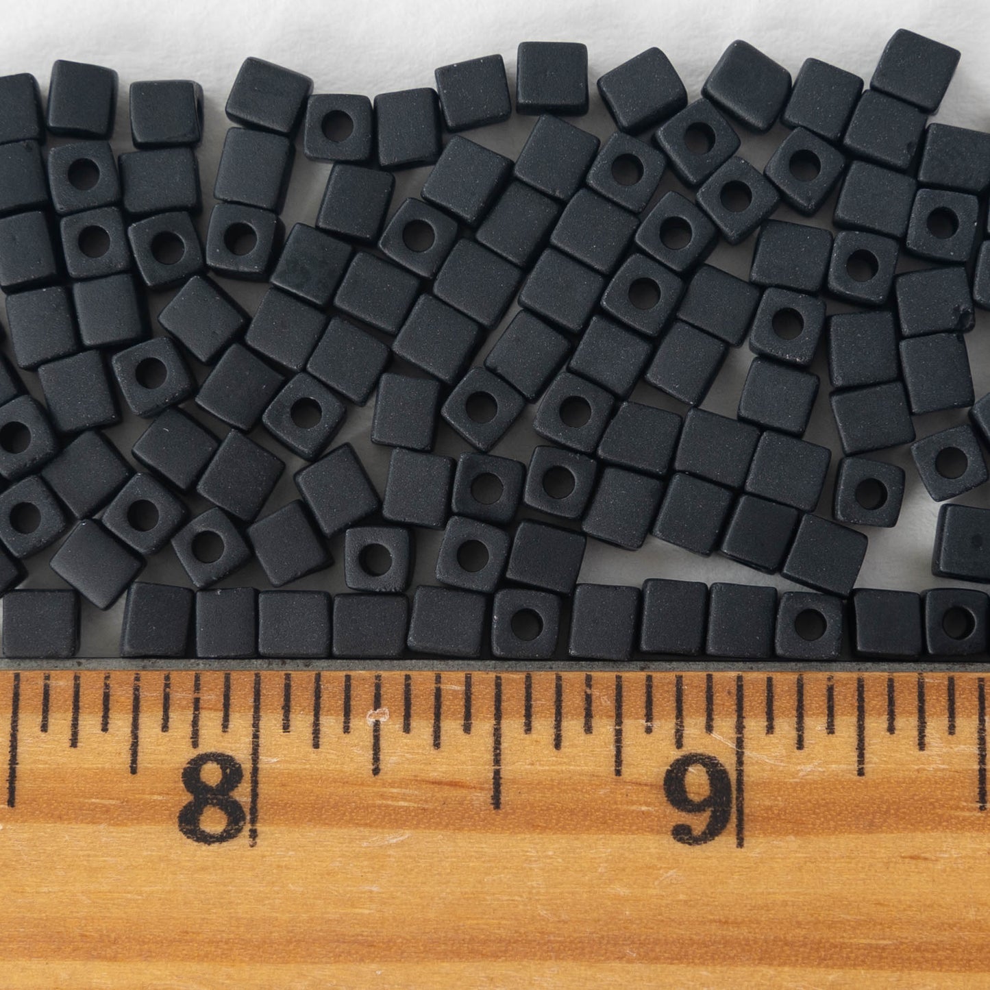 4mm Miyuki Cube Beads - Black Matte - 20 or 60 grams