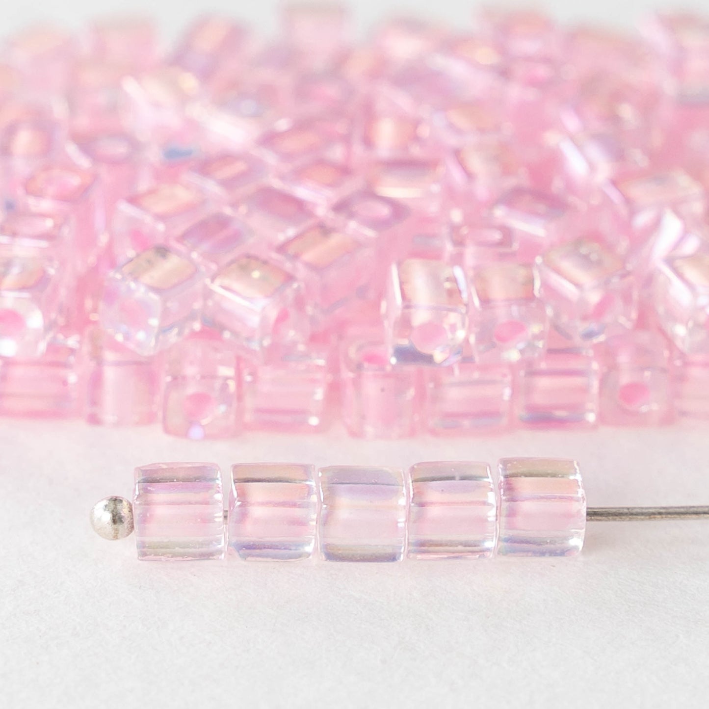 4mm Miyuki Cube Beads  - Pink - 20 or 60 grams
