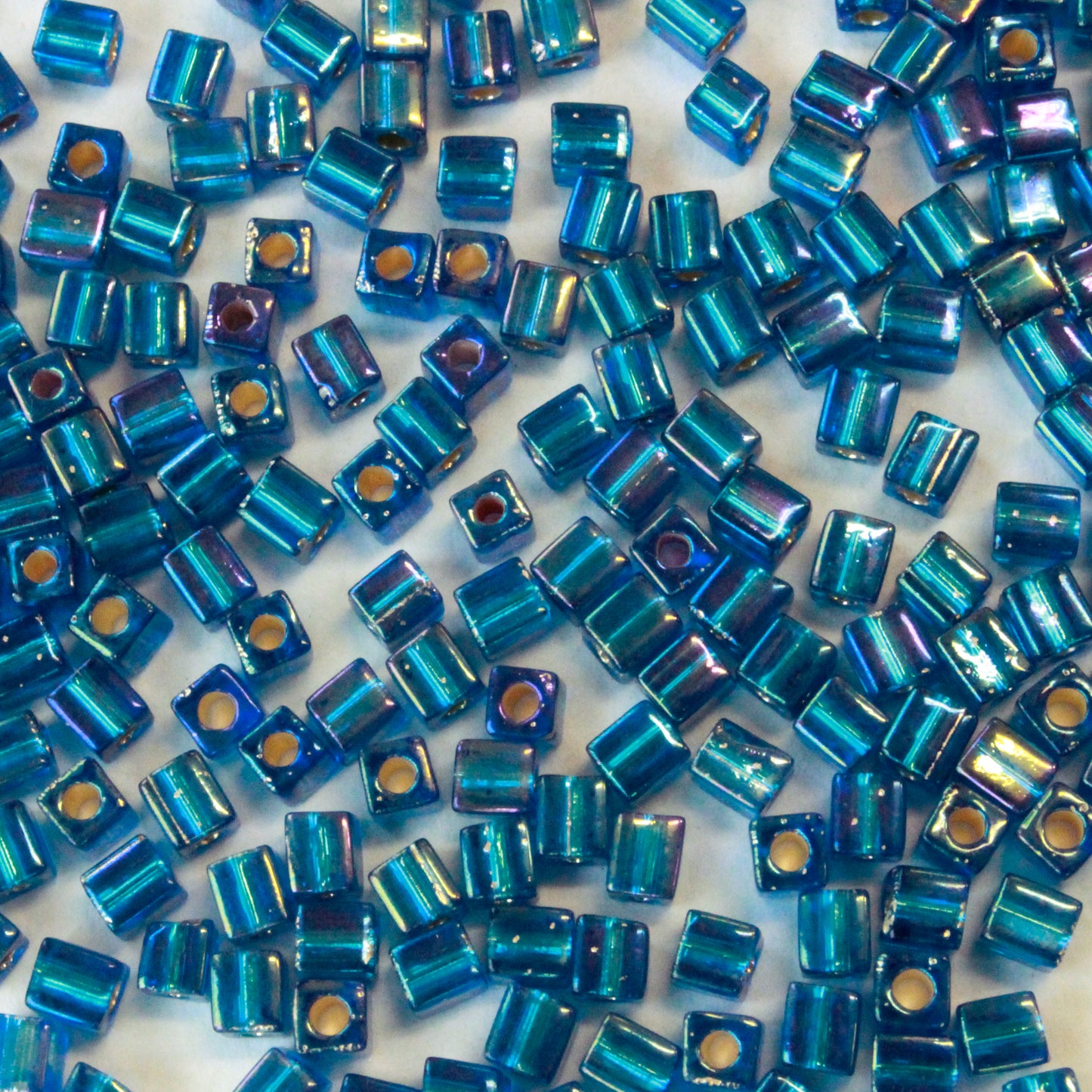 4mm Miyuki Cube Beads  - Silver Lined Capri Blue - 20 or 60 grams