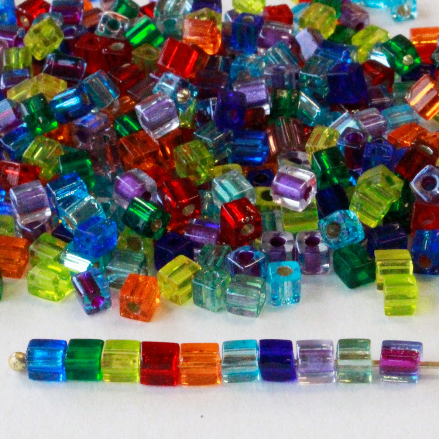4mm Miyuki Cube Beads  - Jewel Tones - 20 or 60 grams