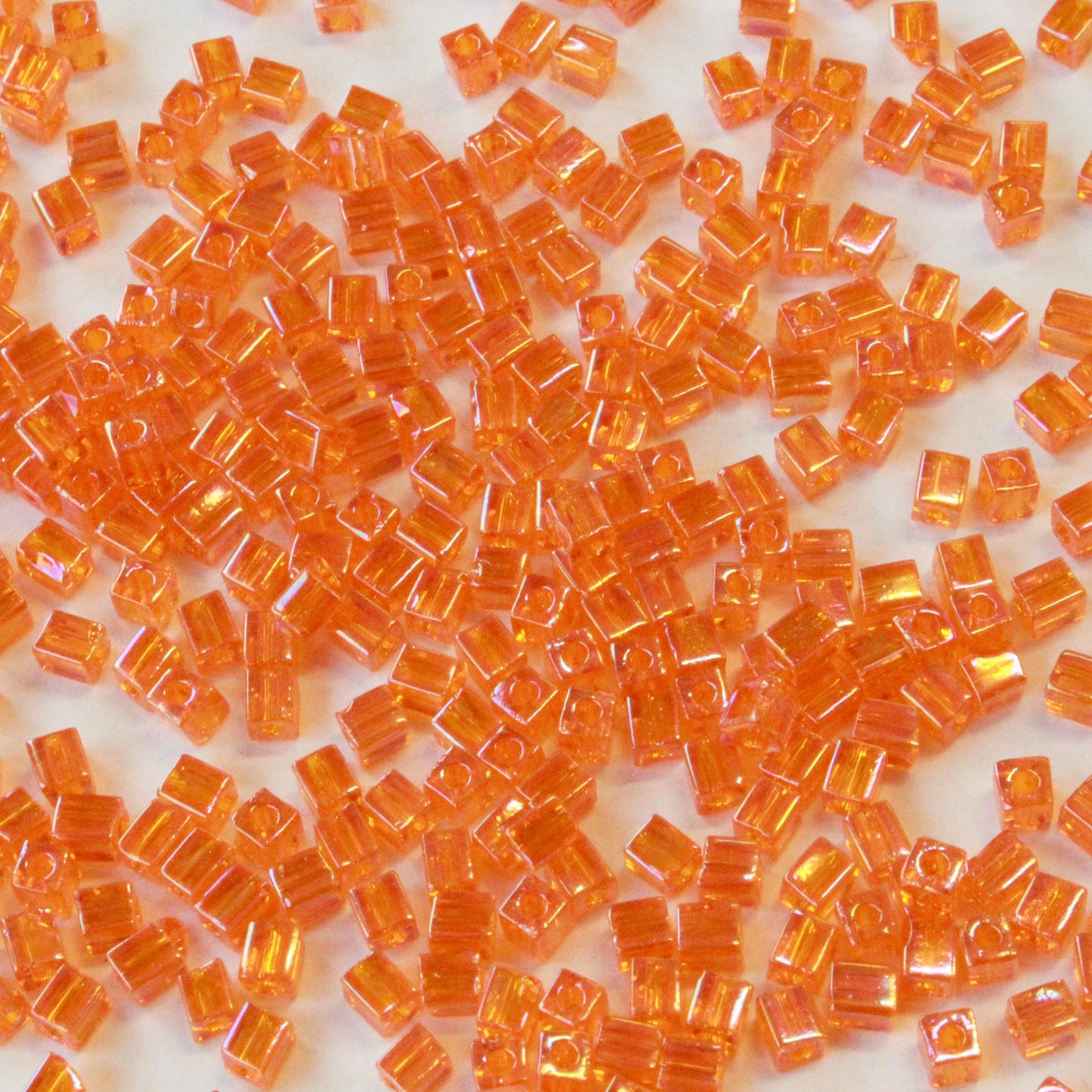 4mm Miyuki Cube Beads  - Hyacinth Orange AB - 20 grams