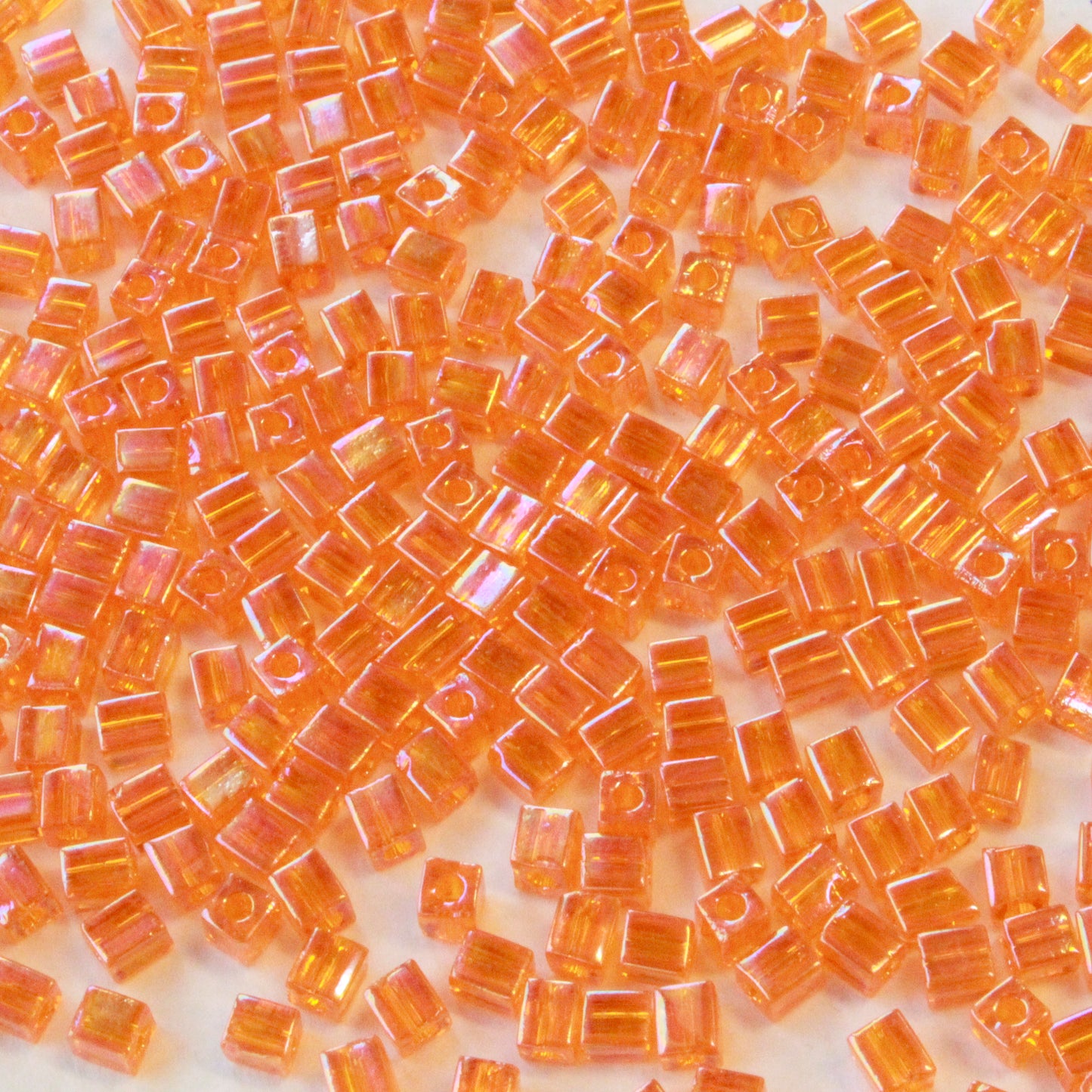 4mm Miyuki Cube Beads  - Hyacinth Orange AB - 20 grams