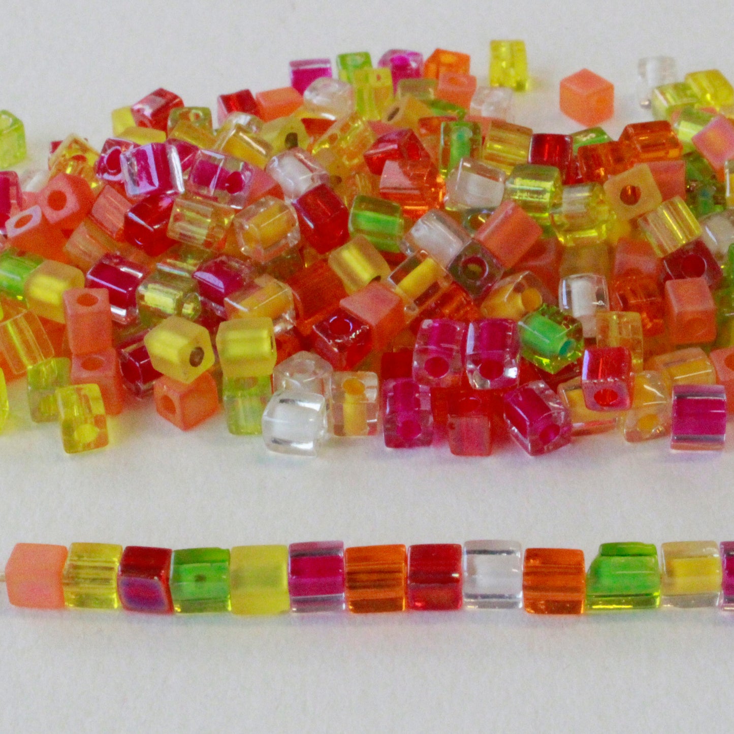 4mm Miyuki Cube Beads  - Tutti Fruity - 20 or 60 grams