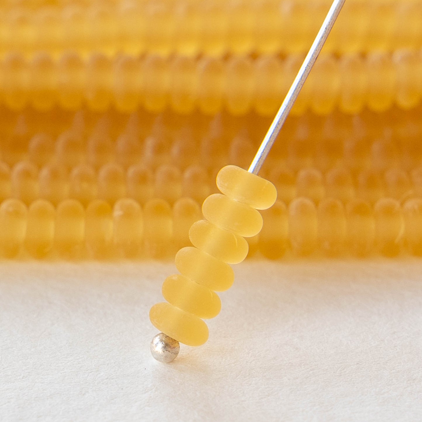 4mm Rondelle Beads - Matte Amber Topaz - 100 beads