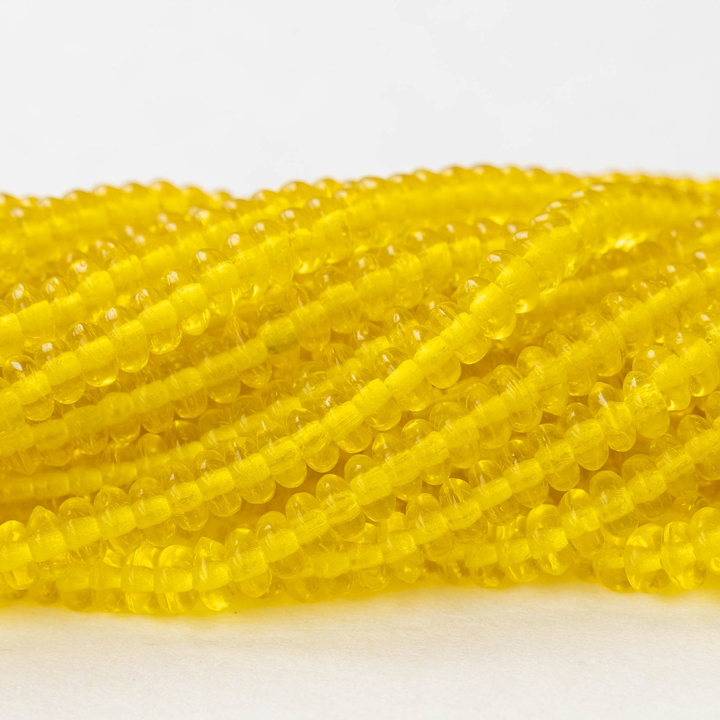4mm Rondelle Beads - Sunshine Yellow - 100 beads