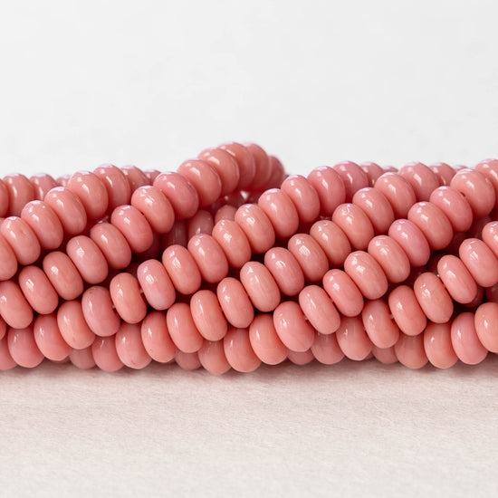 4mm Rondelle Beads - Opaque Dusty Pink - 50 beads