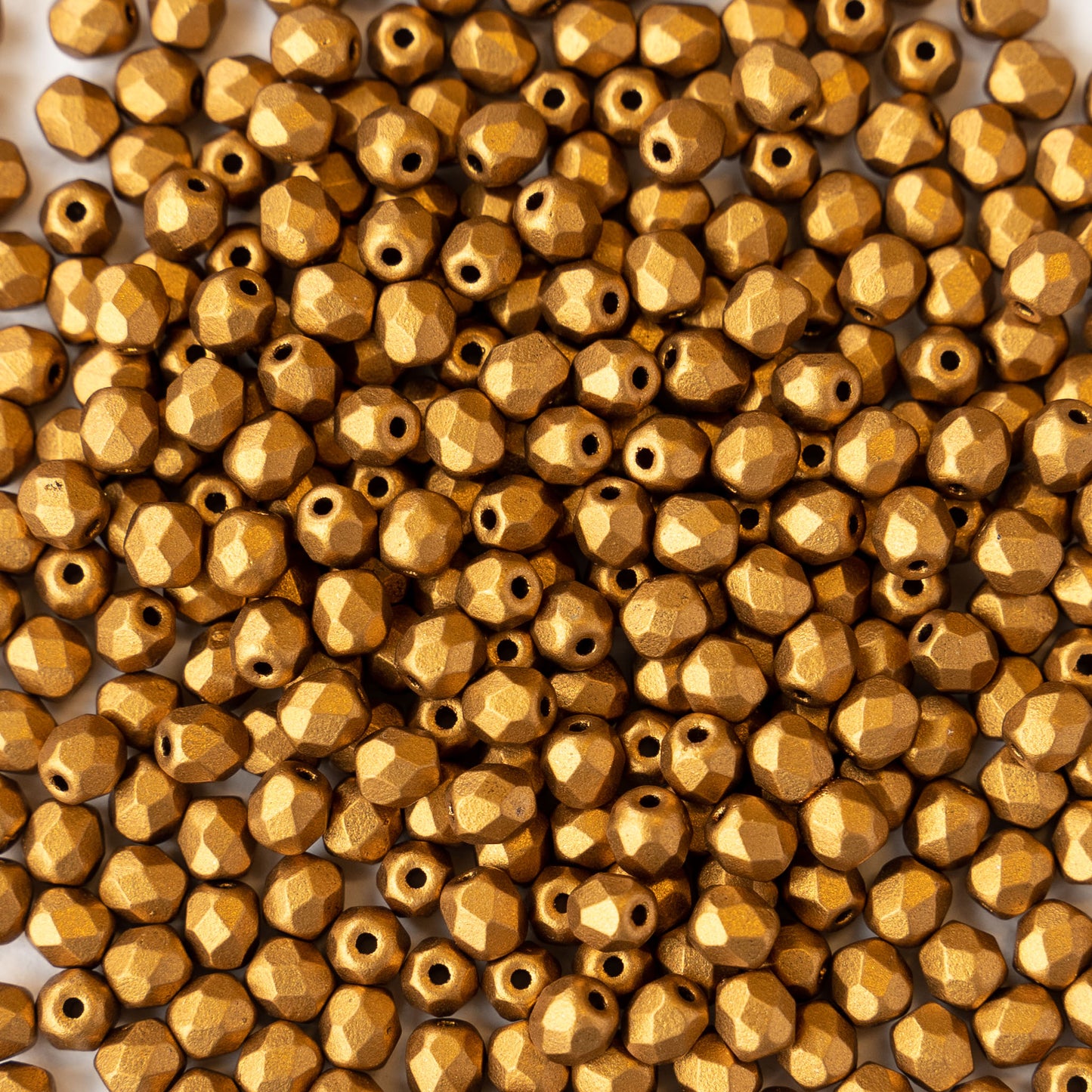 4mm Round Firepolished Beads - Antique Gold Matte ~115 beads
