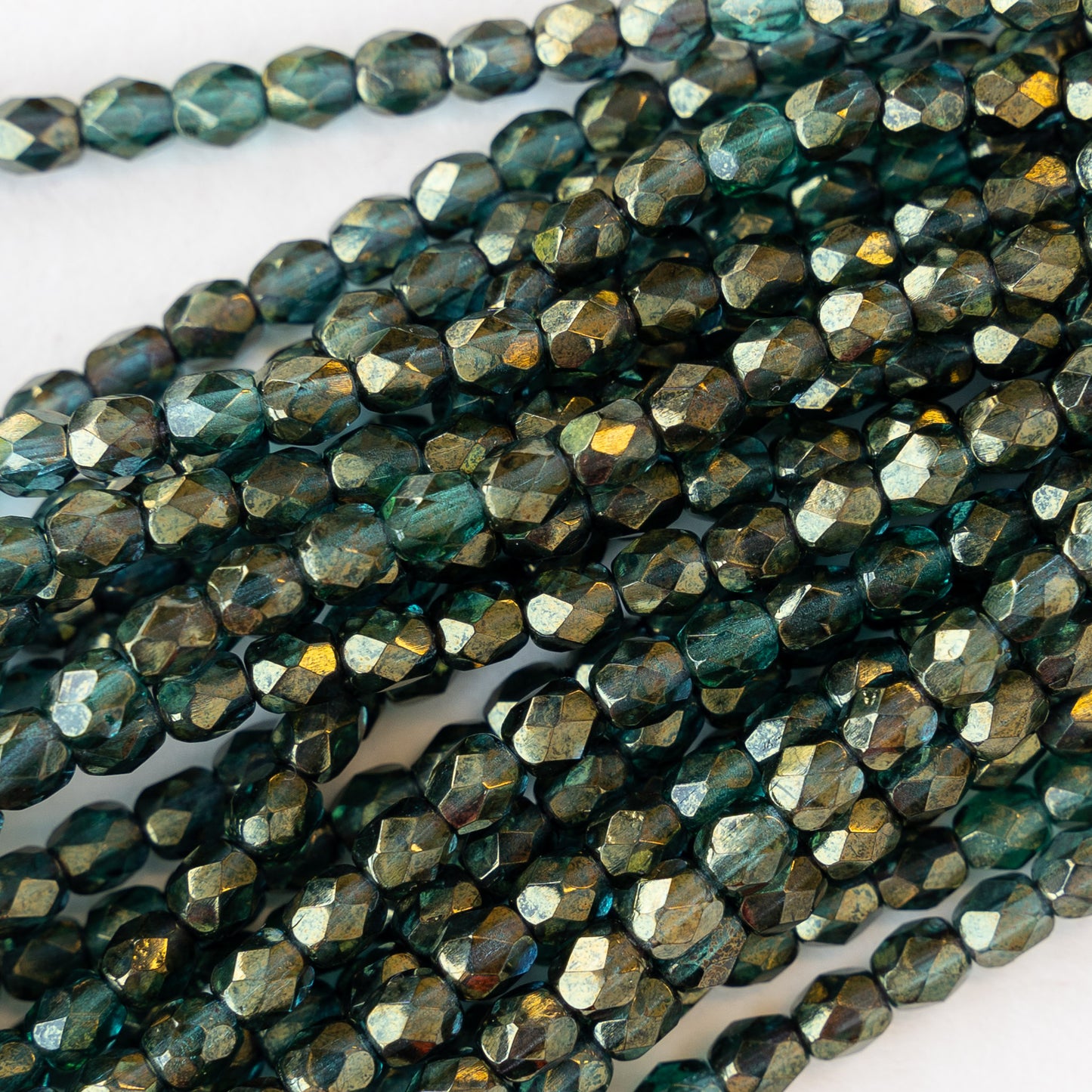 4mm Round Firepolished Beads - Deep Teal Luster - 50 beads