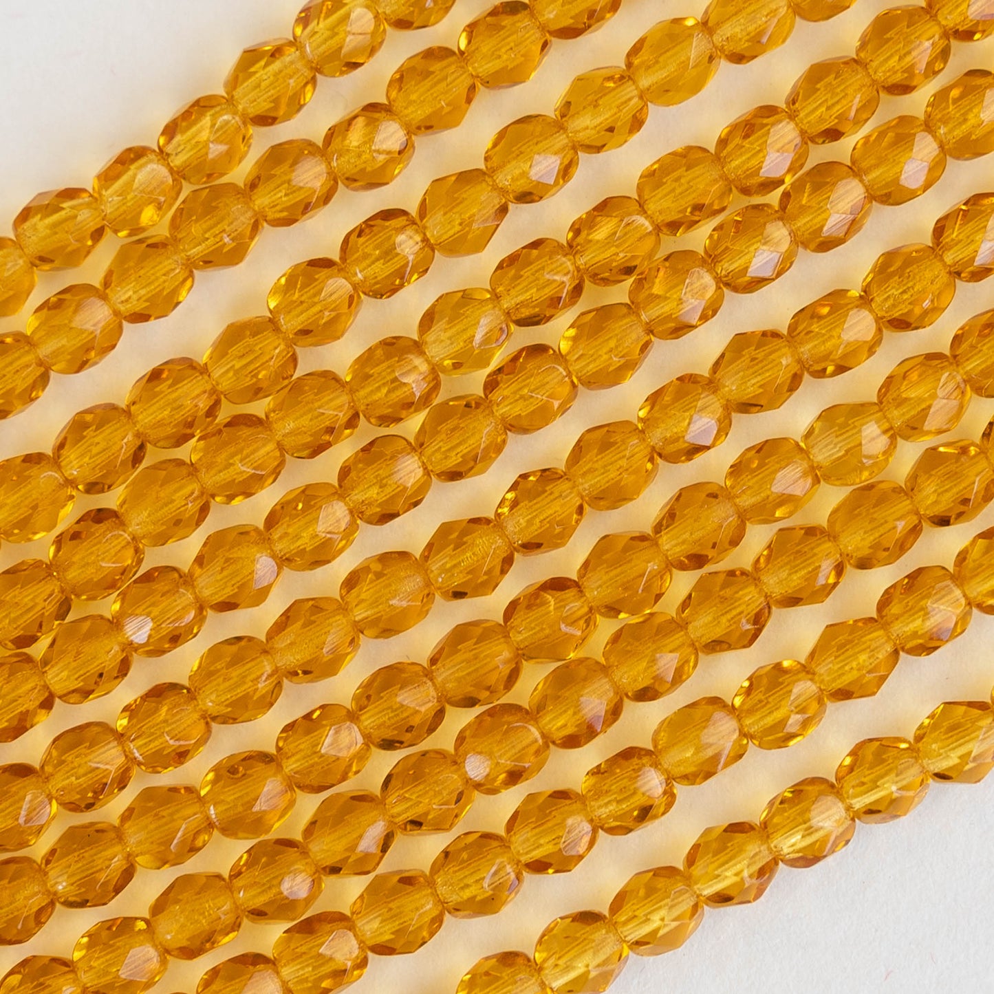 4mm Round Firepolished Beads - Topaz - 120 Beads