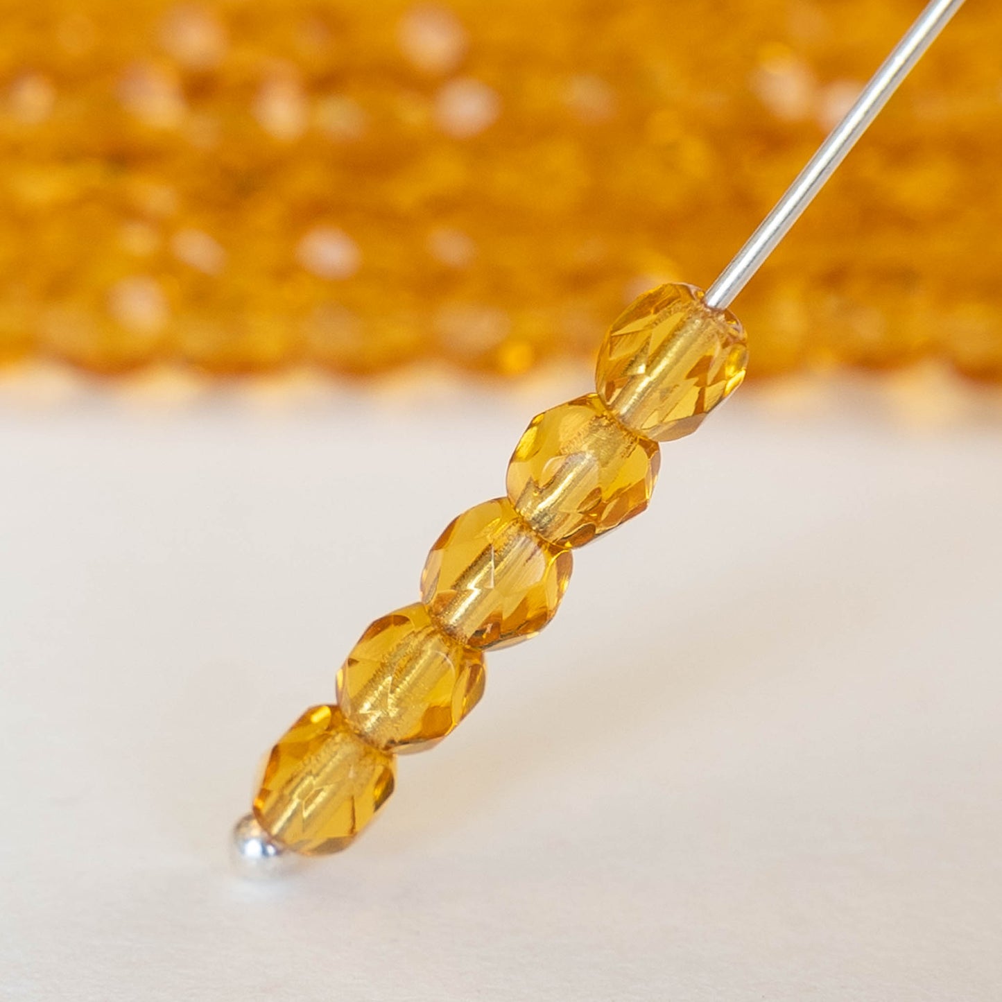 4mm Round Firepolished Beads - Topaz - 120 Beads