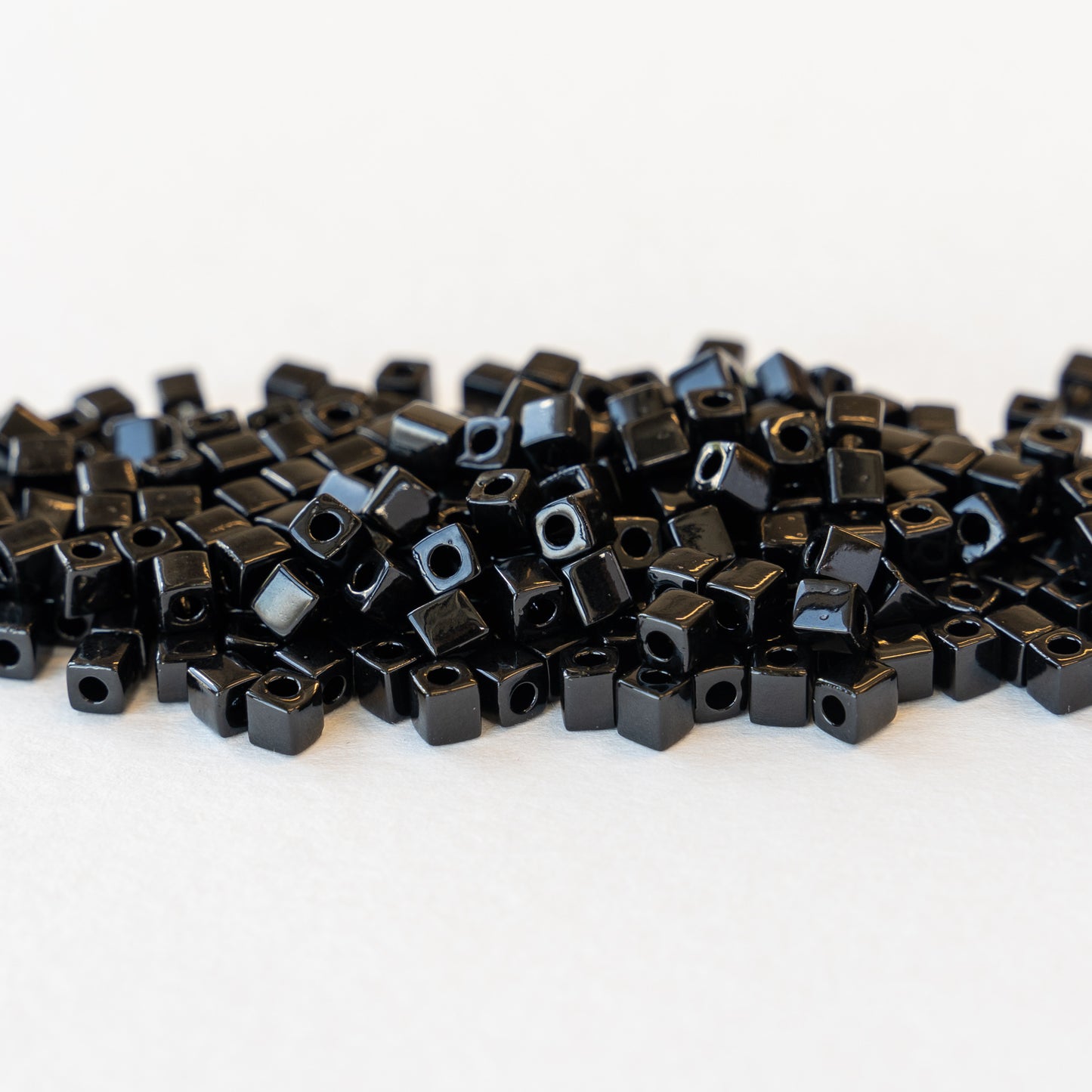 4mm Miyuki Cube Beads  - Black - 20 0r 40 grams
