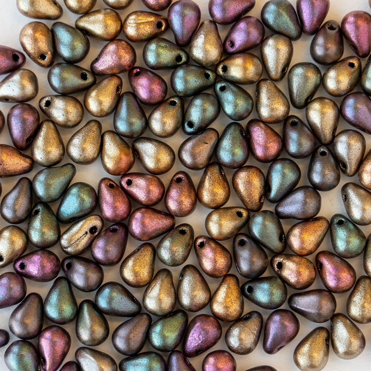 4x6mm Glass Teardrops - Gold Iris Matte - 120 Beads
