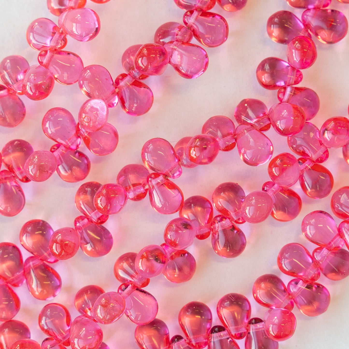 6x4mm Glass Teardrop Beads - Pink Rose - 80 Beads