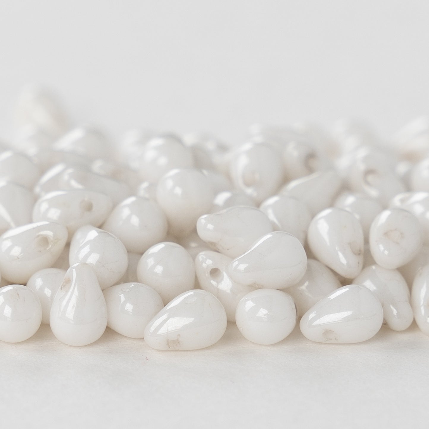 4x6mm Glass Teardrop Beads - Alabaster Luster ~ 100 beads