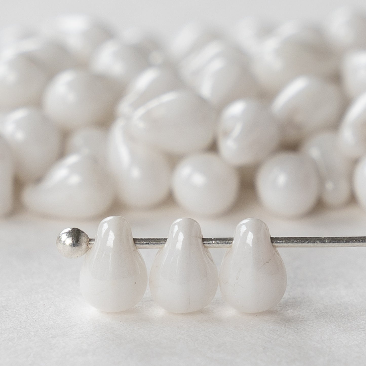 4x6mm Glass Teardrop Beads - Alabaster Luster ~ 100 beads