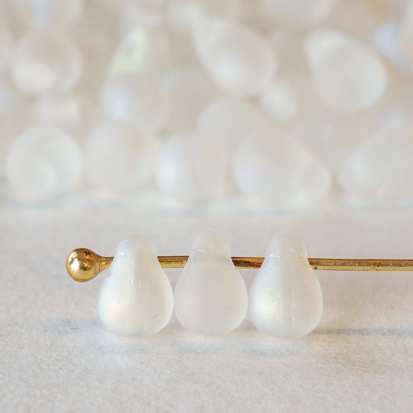 4x6mm Glass Teardrops - Crystal AB Matte 100 Beads