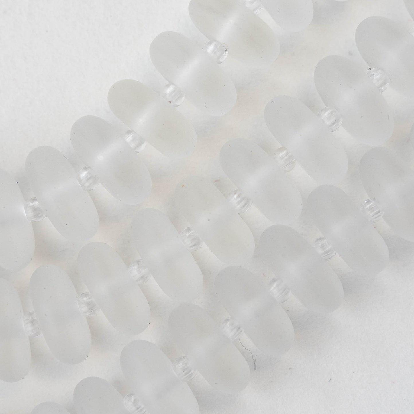 5x12mm Frosted Glass Rondelle - Crystal - 28 Beads