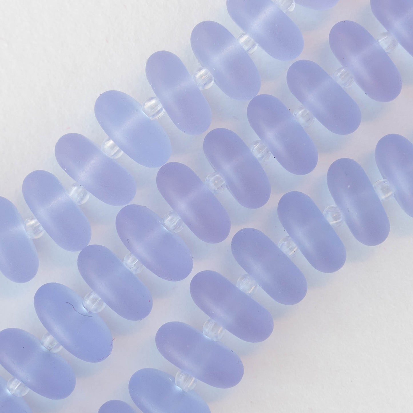 5x12mm Frosted Glass Rondelle - Lavender - 28 Beads