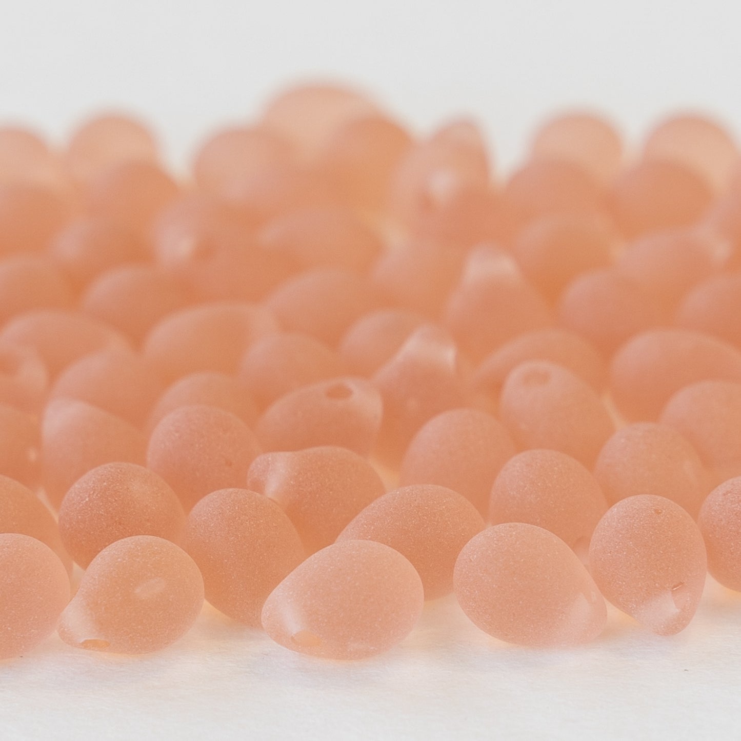 5x7mm Glass Teardrop Beads - Matte Rosaline - 120 Beads
