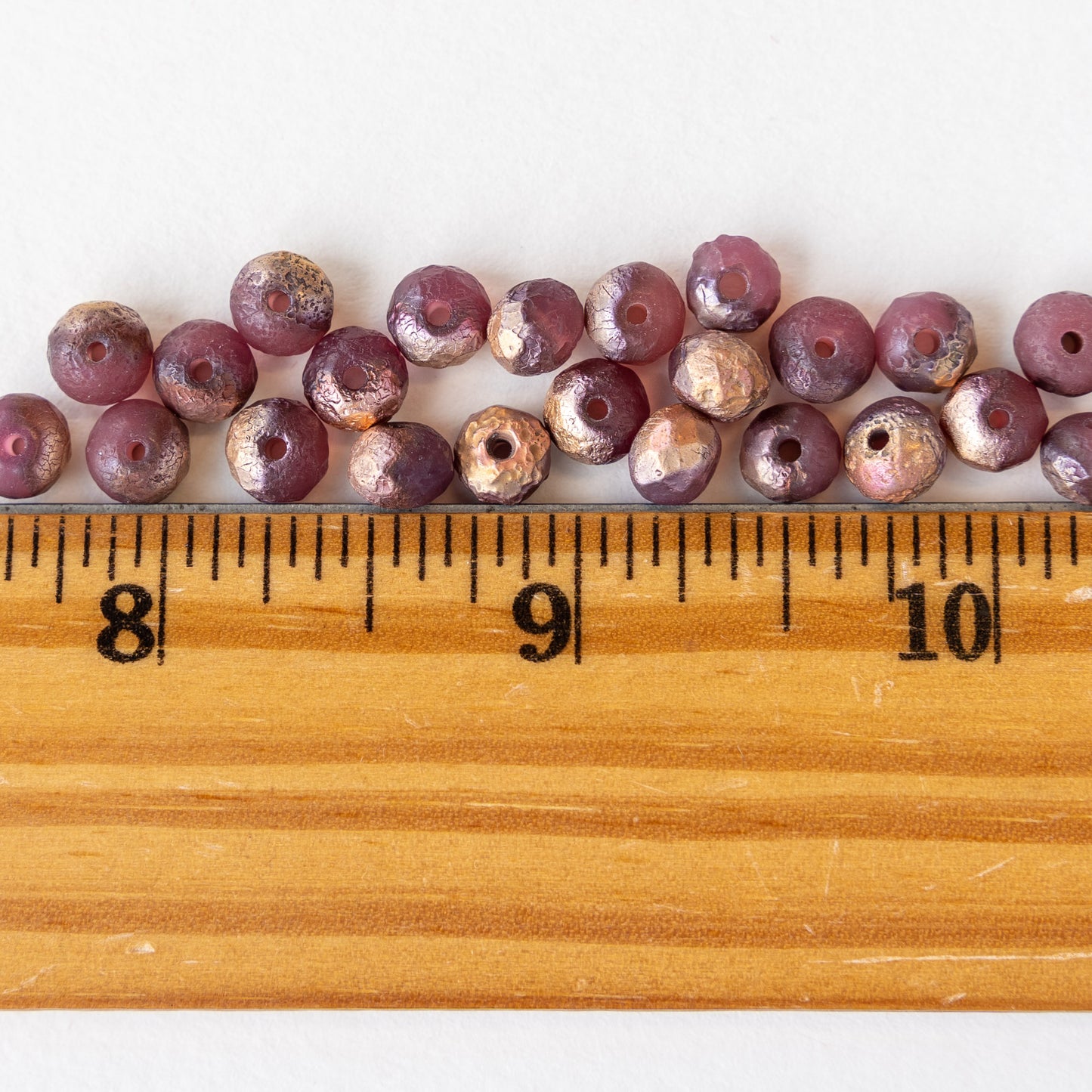 5x7mm Rondelle Beads - Pink with Gold Etched Finish - 25 beads