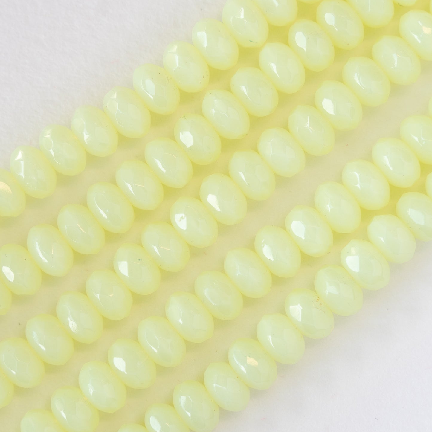 5x8mm Glass Rondelle Beads - Opaline Jonquil Yellow - 24 Beads