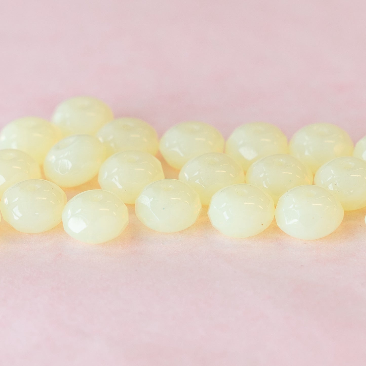 5x8mm Glass Rondelle Beads - Opaline Jonquil Yellow - 24 Beads