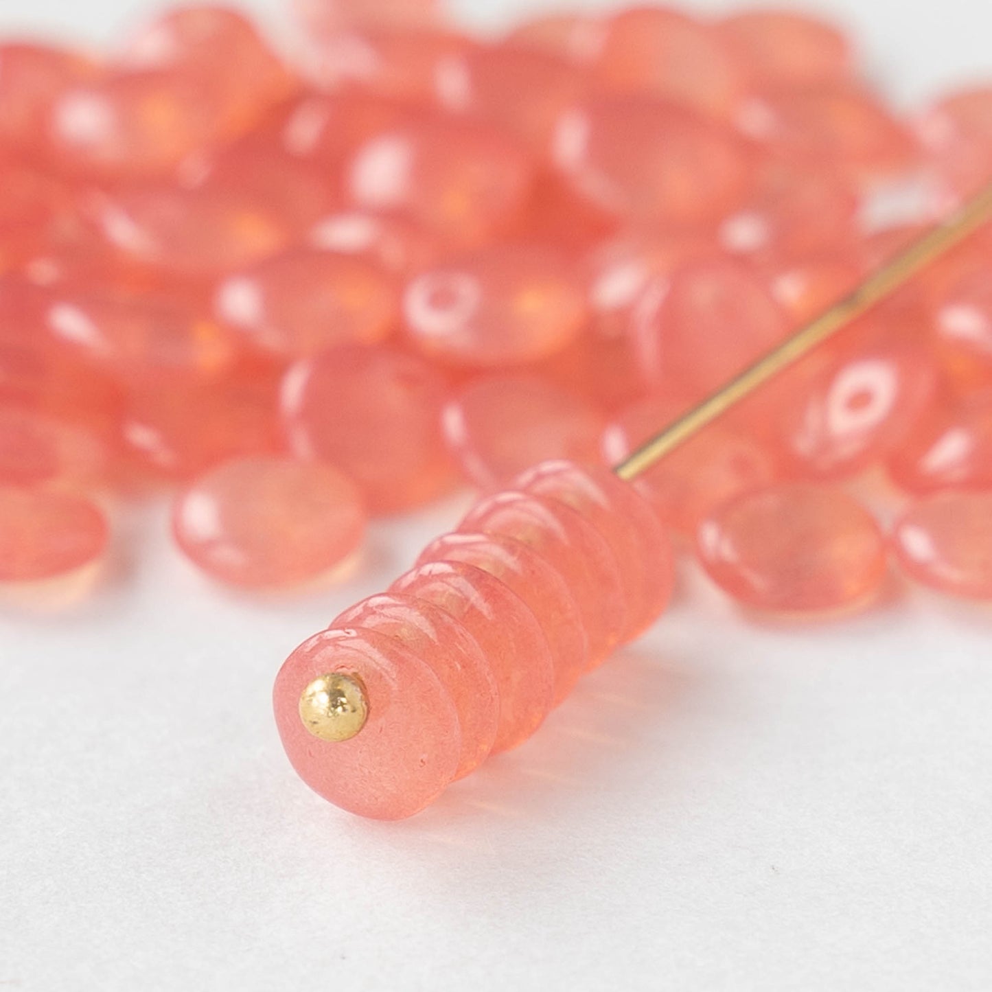 6mm Lentil Beads - Opaline Pink Rose - 100