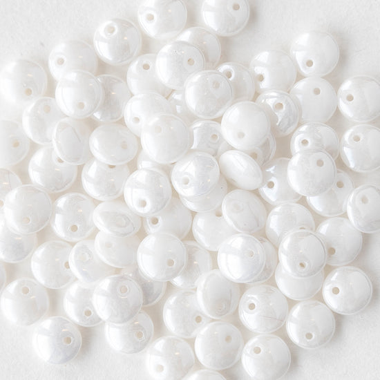 6mm Lentil Beads - White Luster - 100
