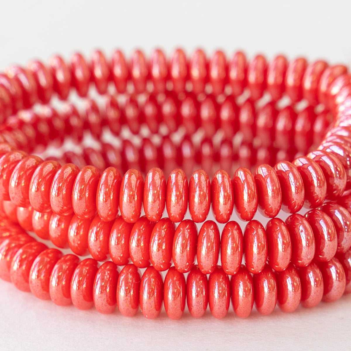 8mm Glass Rondelle Beads - Opaque Dark Red - Czech Glass Beads –  funkyprettybeads
