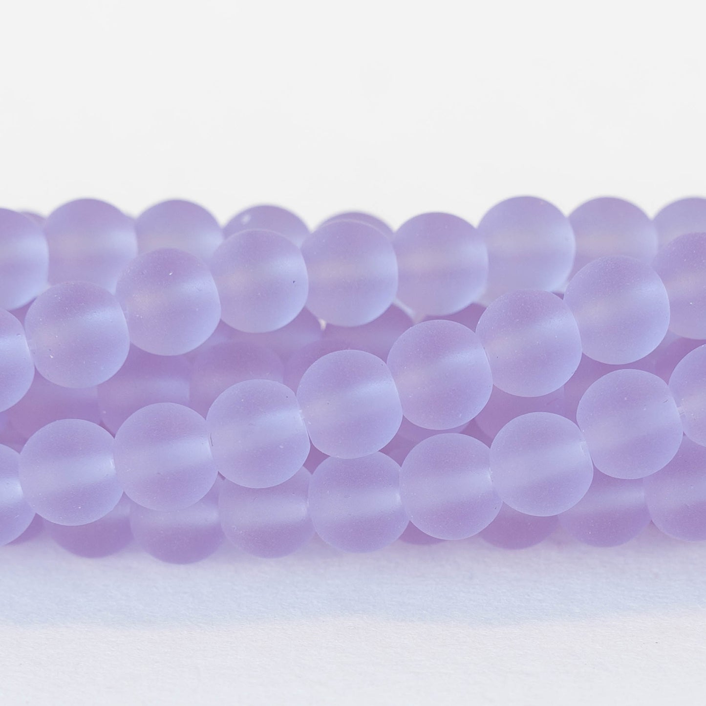 6mm Frosted Glass Round Beads - Frosted Lavender - 16 Inches