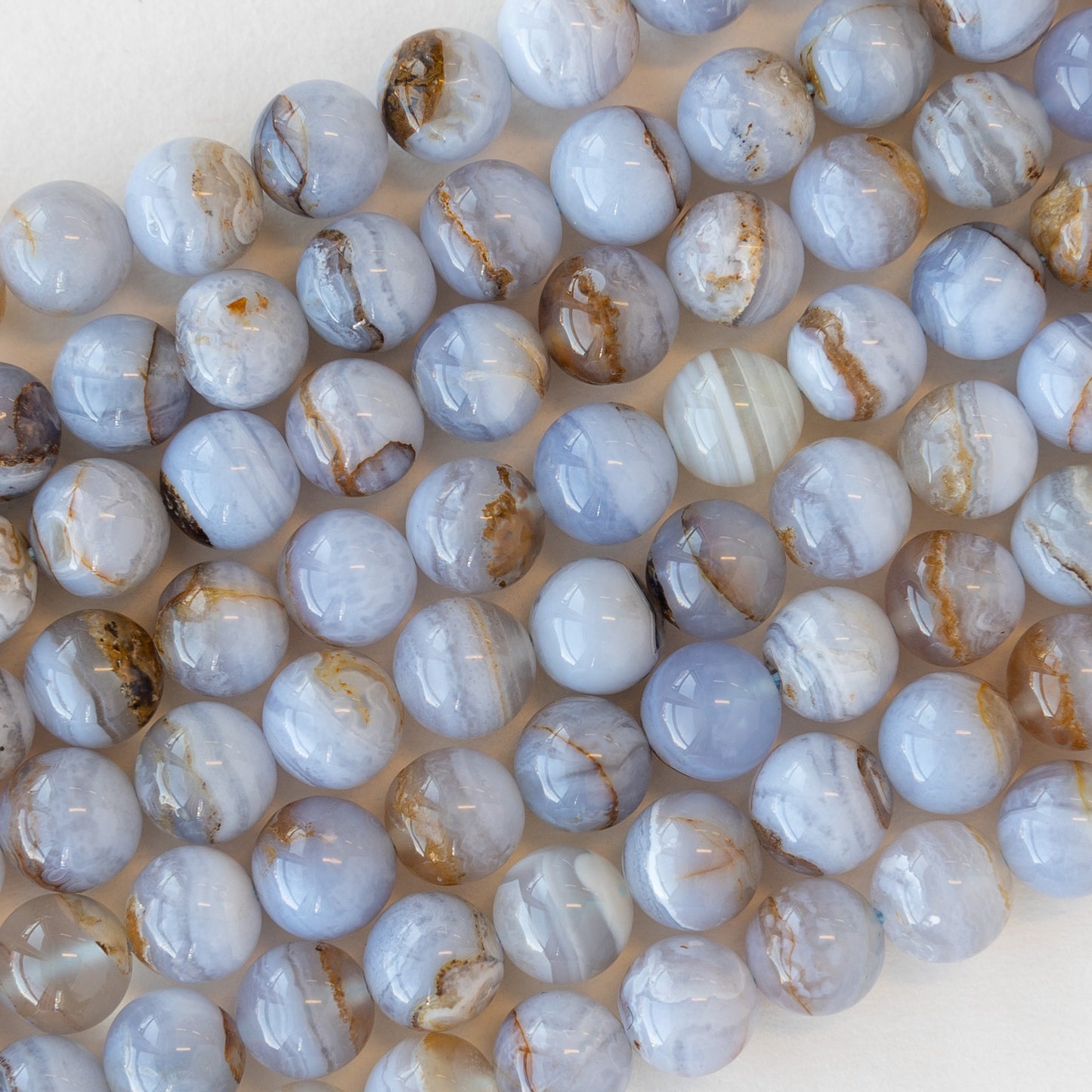 6mm Round Blue Lace Agate Gemstone - 16 Inches