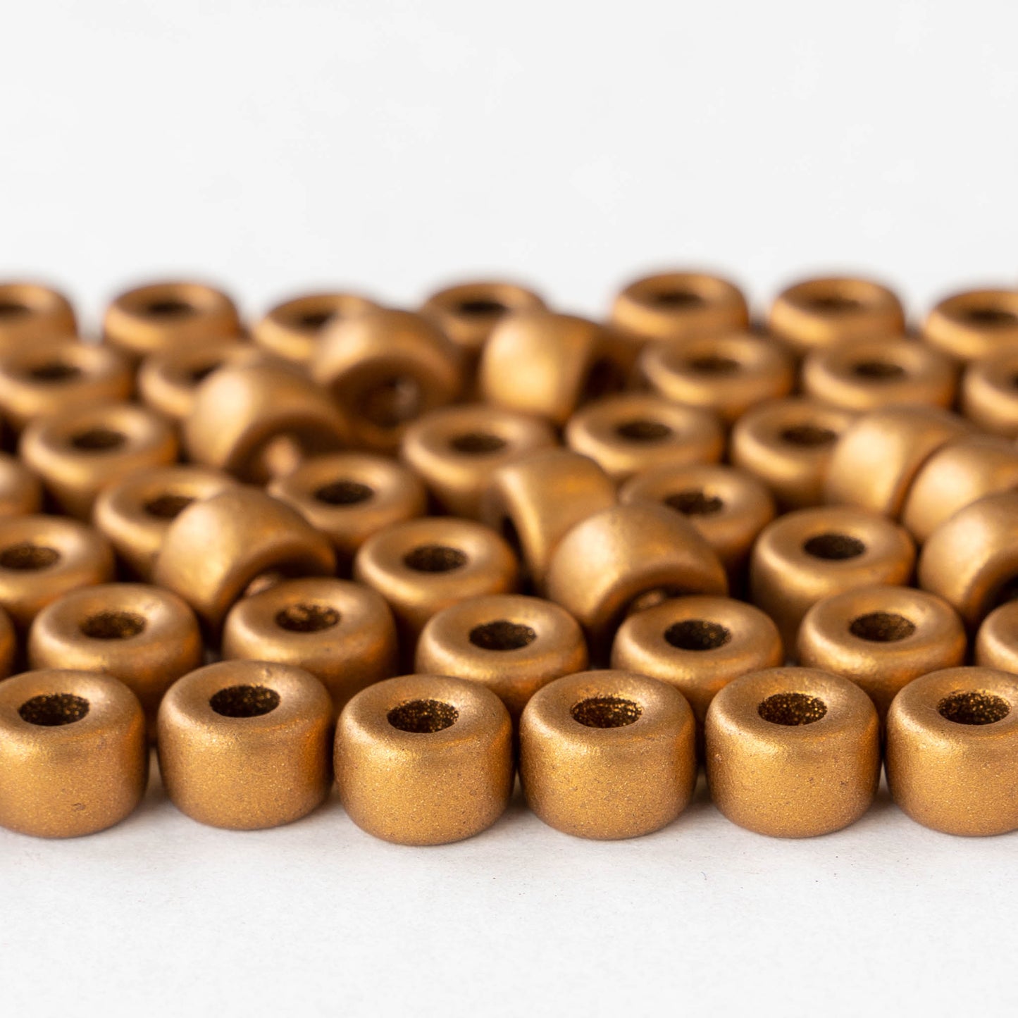 4x6mm Glass Tube Beads - Gold Matte - 30 or 90