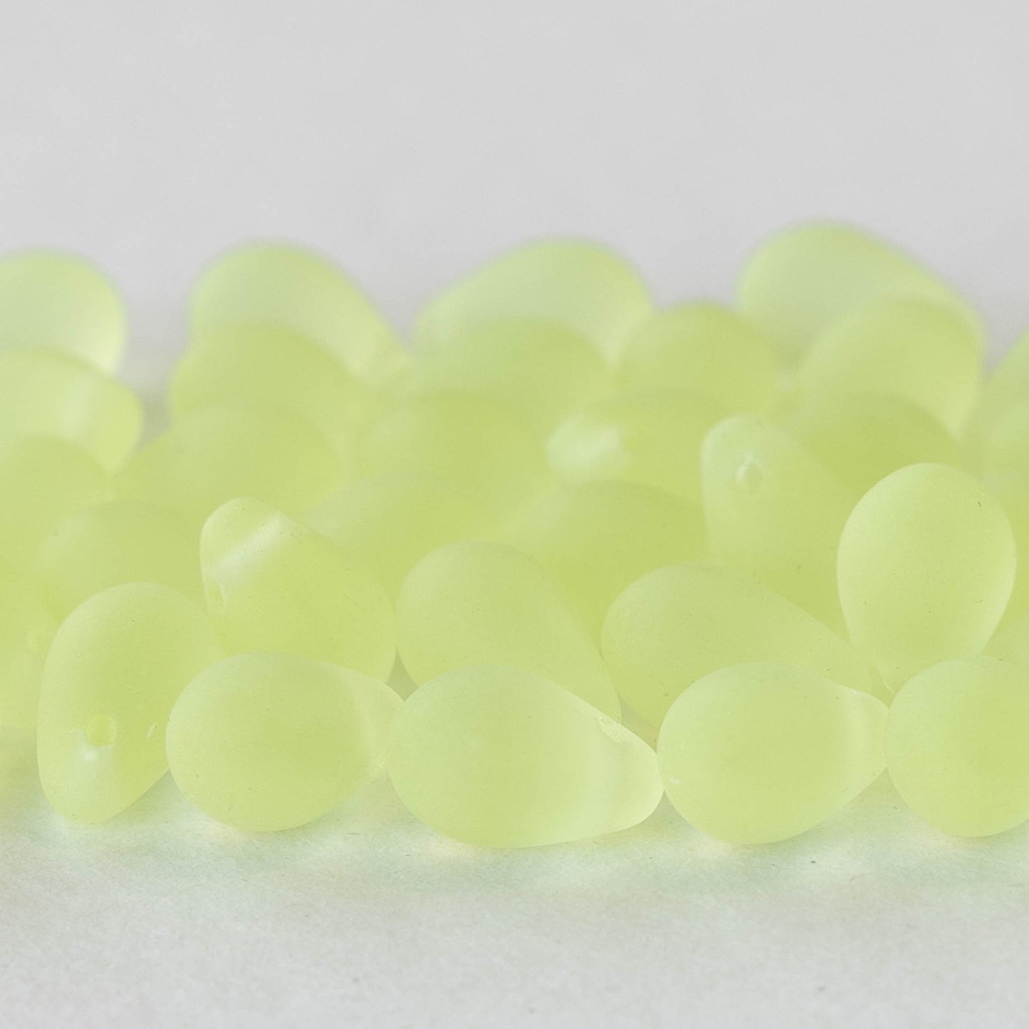 6x9mm Glass Teardrop Beads - Matte Jonquil Yellow - 50 Beads