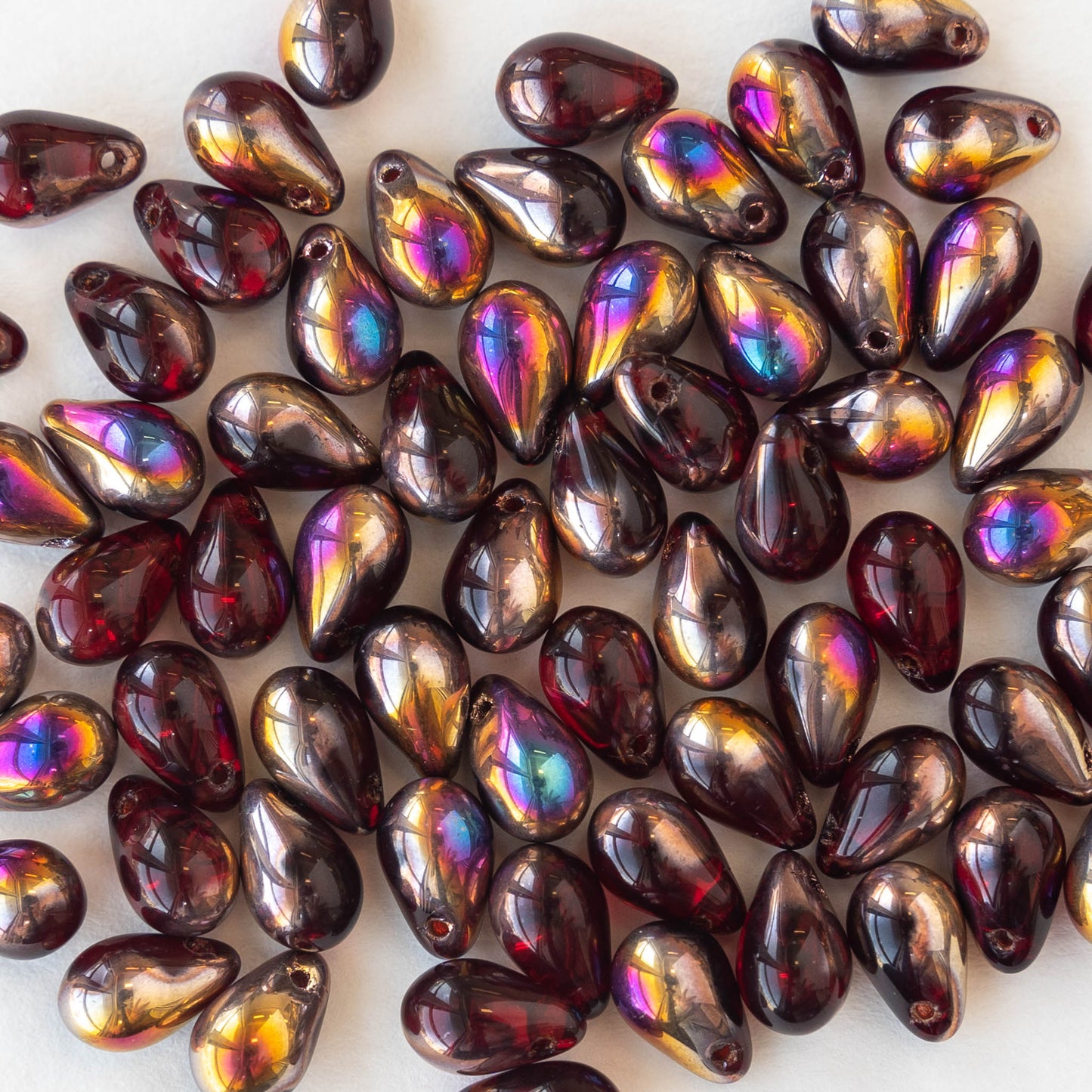 6x9mm Glass Teardrop Beads - Red Marea - 50 Beads