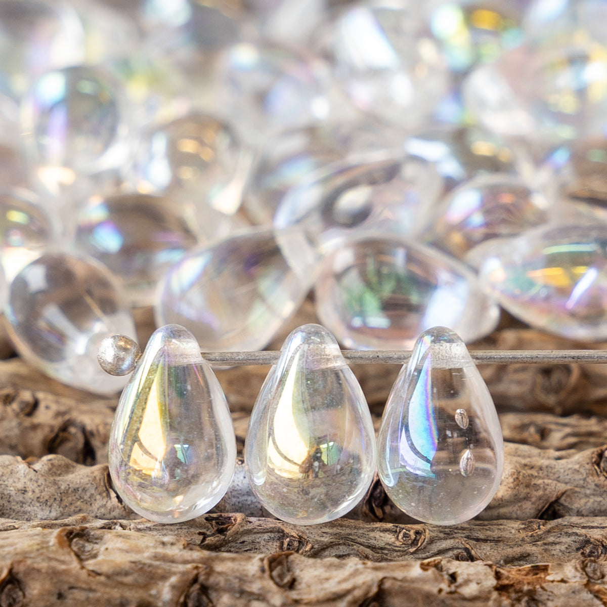 6x9mm Glass Teardrop Beads Crystal AB 50 Beads – funkyprettybeads