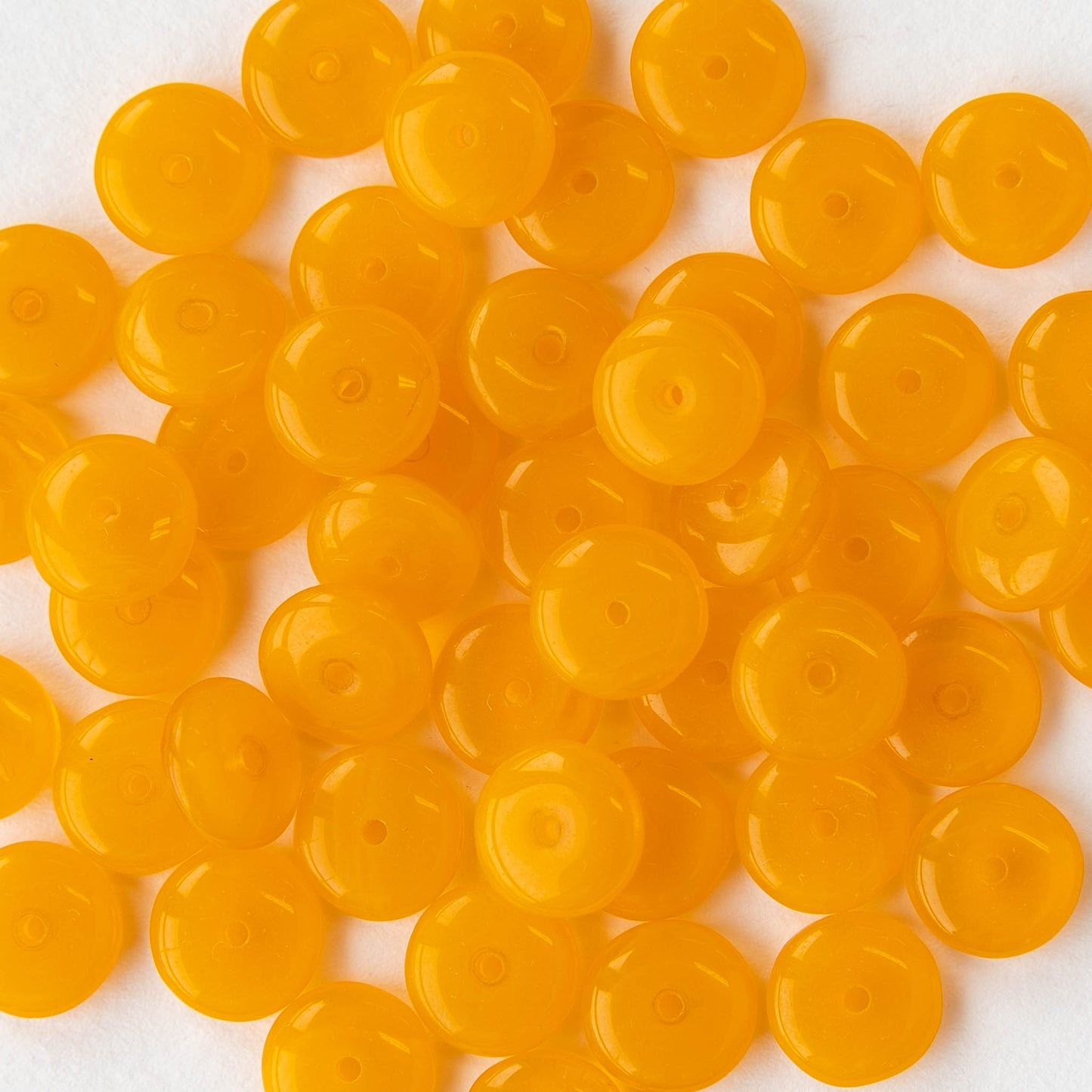 8mm Glass Rondelle Beads - Opaline Orange - 30 Beads