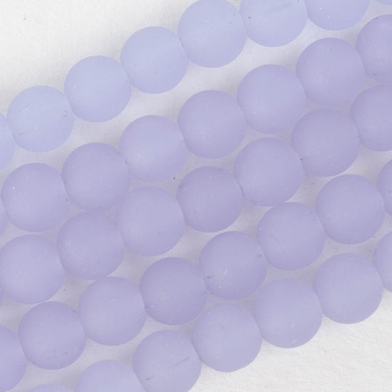 8mm Frosted Glass Rounds - Opaque Lavender - 16 Inches