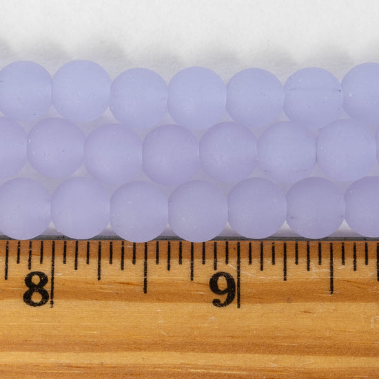 8mm Frosted Glass Rounds - Opaque Lavender - 16 Inches