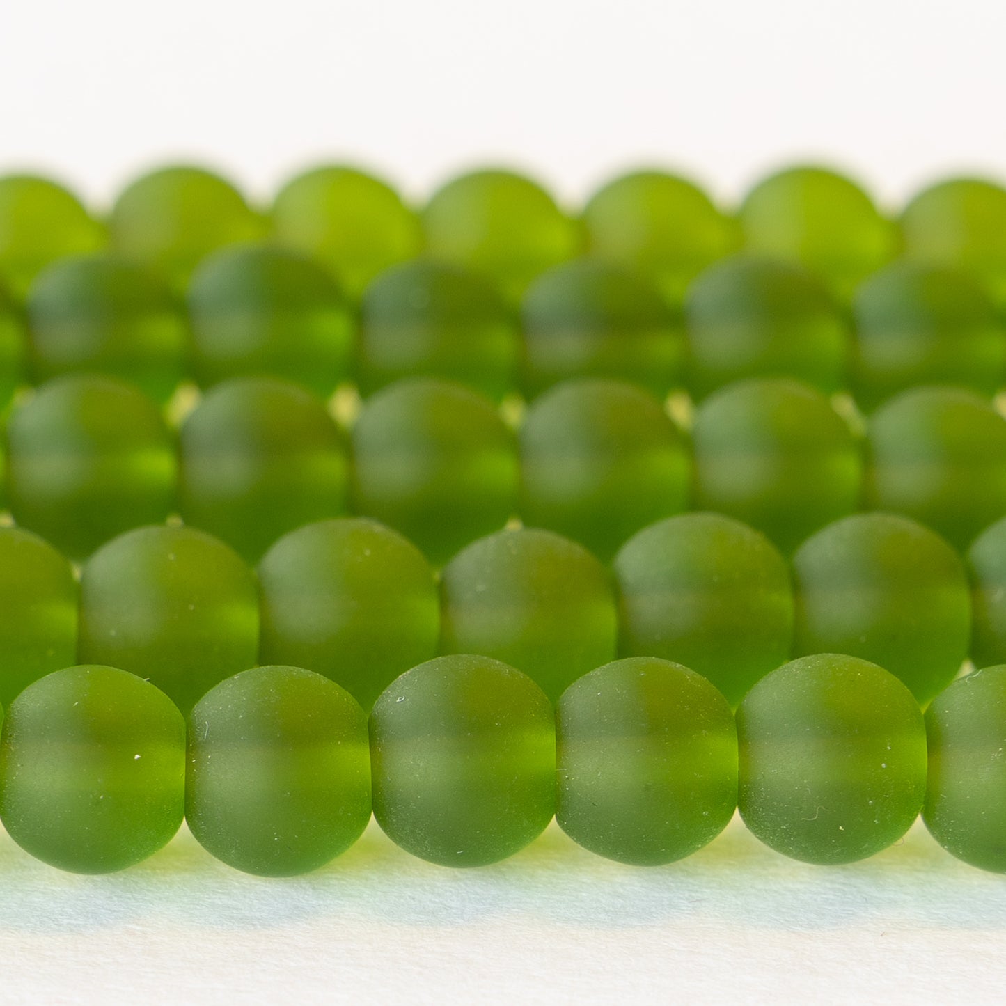 8mm Frosted Glass Rounds -  Frosted Lime Green - 16 Inches