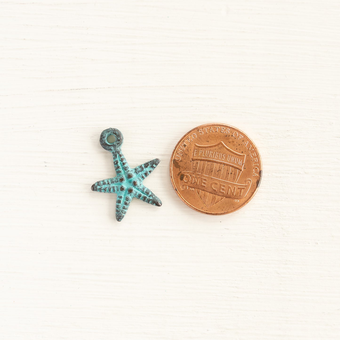 16x18mm Mykonos Metal Starfish Charm - Green Patina